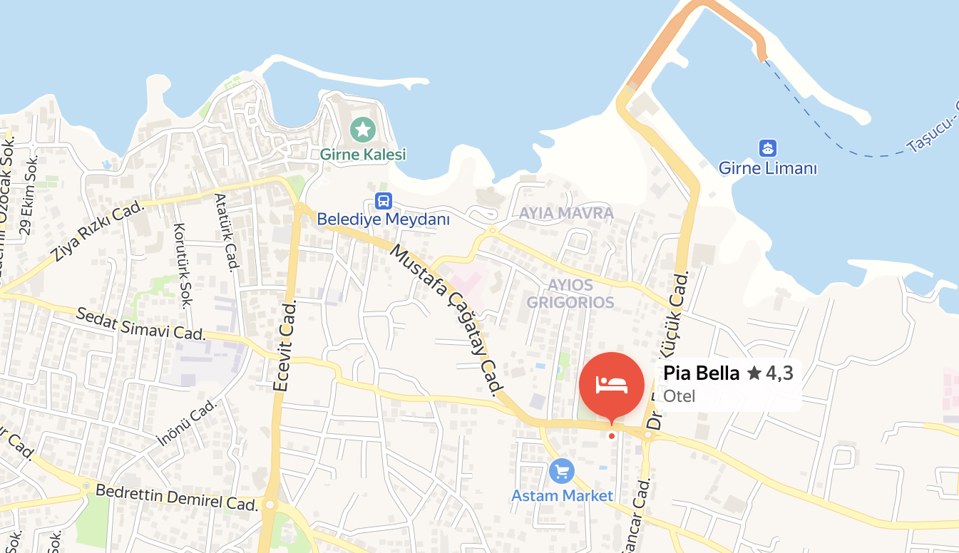 pia bella hotel nerede harita konum